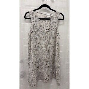 Rachel Zoe Linen Cream Floral A-Line Trapeze Tank Shift Dress With Pockets XL